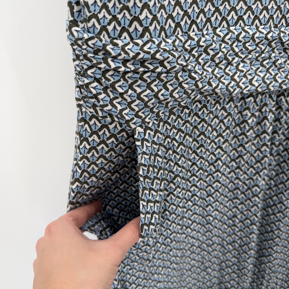 Boden Amelia Jersey Knit Sheath Dress Size 16 Blue Geometric Floral Knee Length - Picture 2 of 10